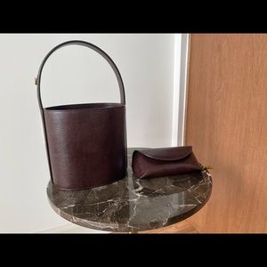 STAUD Bisette Brown Lizard Bucket Bag